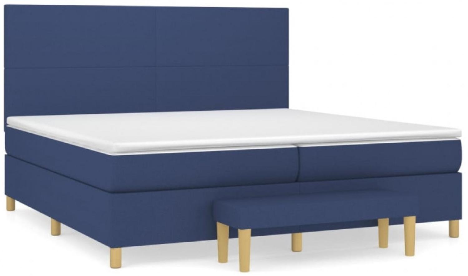 vidaXL Boxspringbett mit Matratze Stoff Blau 200 x 200 cm, Härtegrad: H2 [3137027] Bild 1