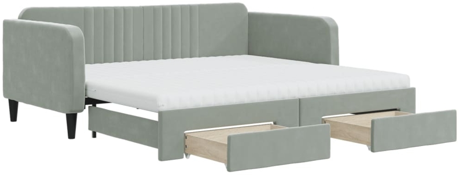vidaXL Tagesbett Ausziehbar mit Schubladen Hellgrau 90x190 cm Samt 3197148 Bild 1