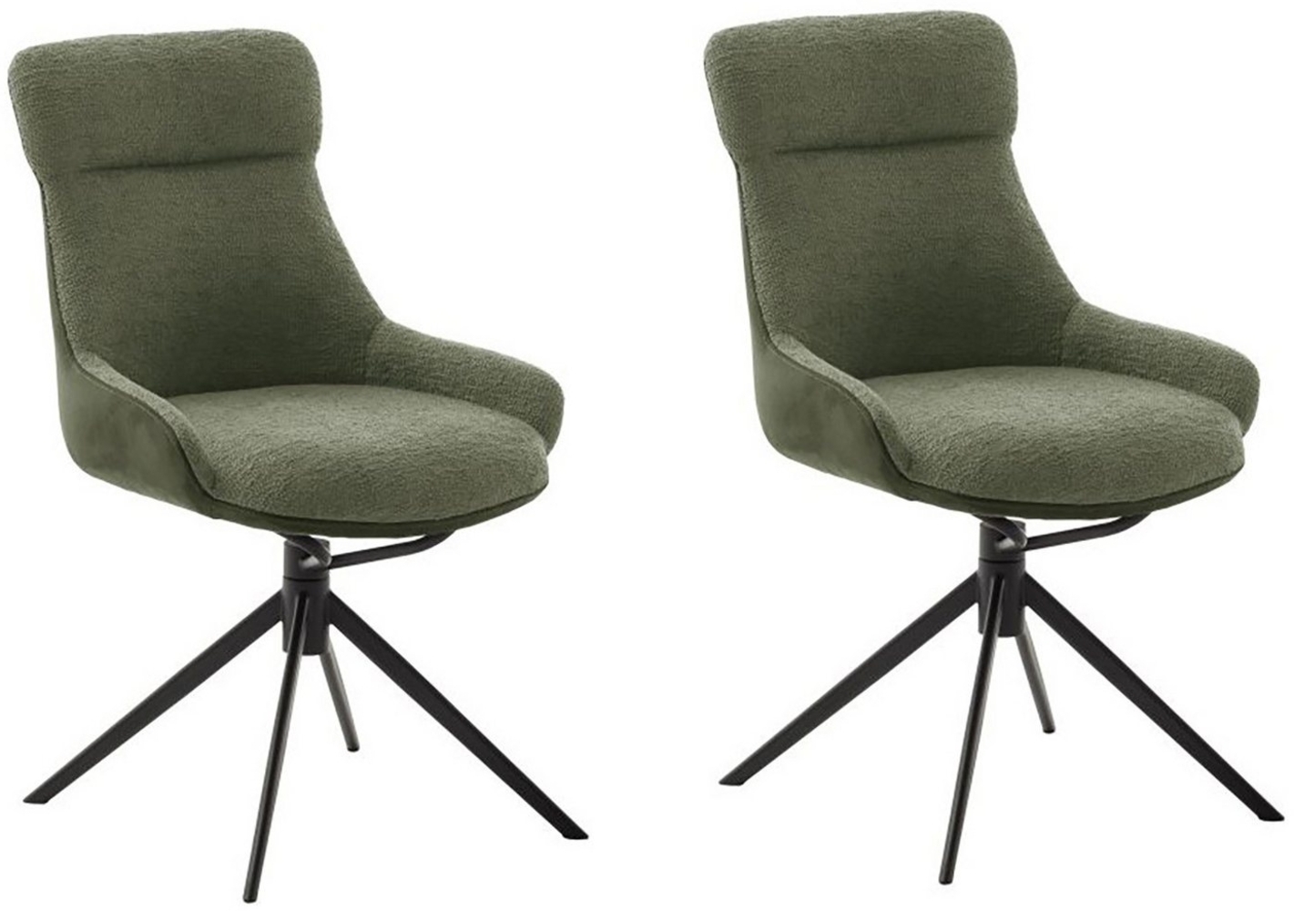 2er Set Esszimmerstuhl Pelion, 360° drehbar - Olive / Schwarz Bild 1