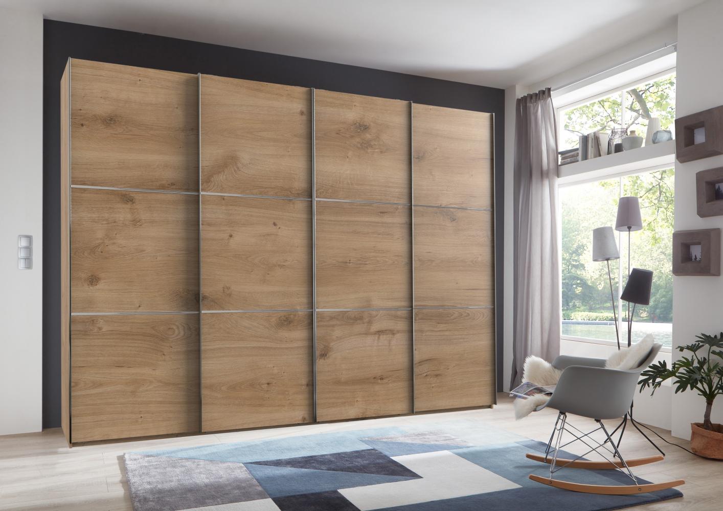 Schwebetürenschrank >ESCAPE< (BxH: 350x236 cm) in PLANKENEICHE NACHBILDUNG Bild 1