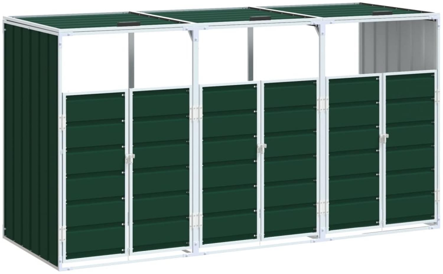 vidaXL Mülltonnenbox für 3 Tonnen Grün 216x81x115 cm Stahl 4006179 Bild 1