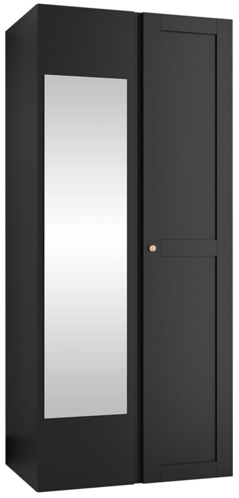 Kleiderschrank Rotuni 2D mit Spiegel (Farbe: Schwarz) Bild 1