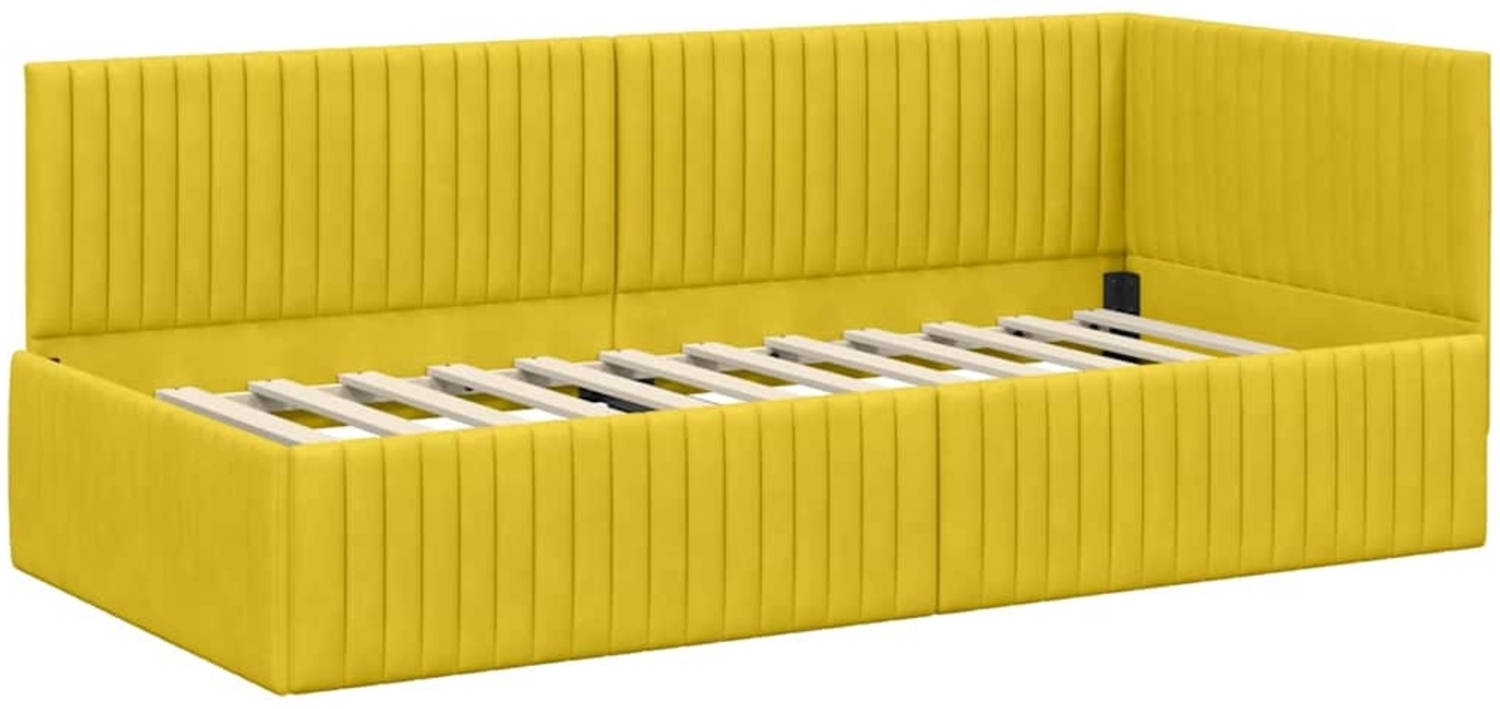 vidaXL Eckbettgestell mit Kopfteil Gelb 90 cm x 190 cm Stoff 42016262 Bild 1