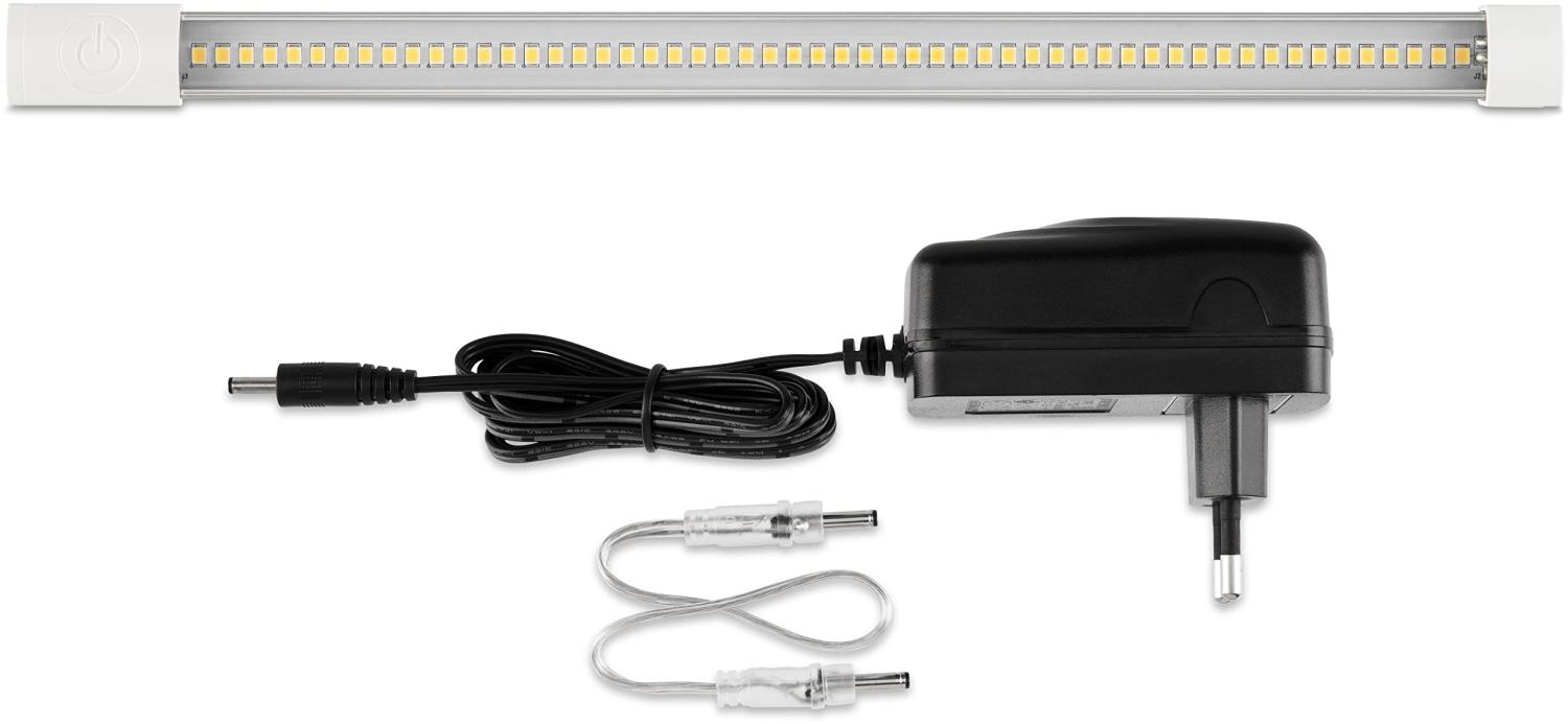 REV XS LED Sensorleuchte, Unterschrankleuchte Küche, 25. 000h, 4,5W, helle Unterbauleuchte 300lm, 300 x 20 x 15 mm, weiss Bild 1