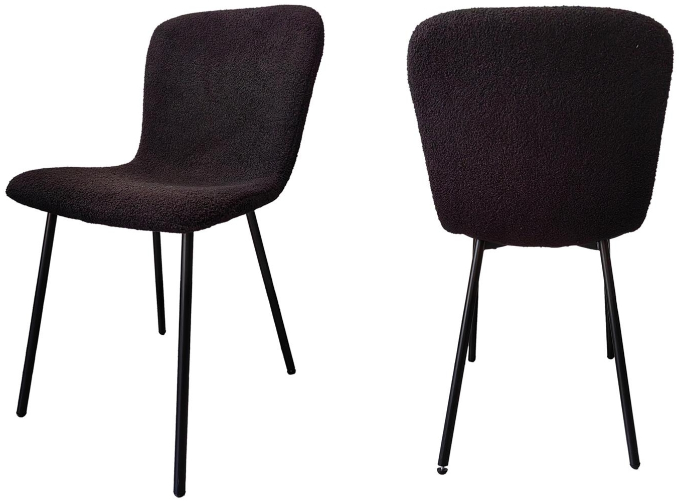 Stuhl Bouclé Optik 4er Set Schwarz mit Metallgetell Bild 1