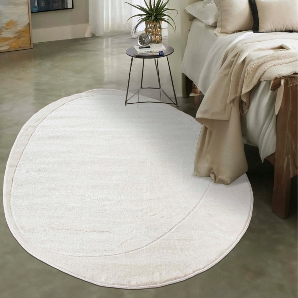 Mazovia Designteppich Modern Unregelmäßig Teppich Weich Teppich für Wohnzimmer Beige Creme, 80 x 150 cm, Fußbodenheizung Bild 1