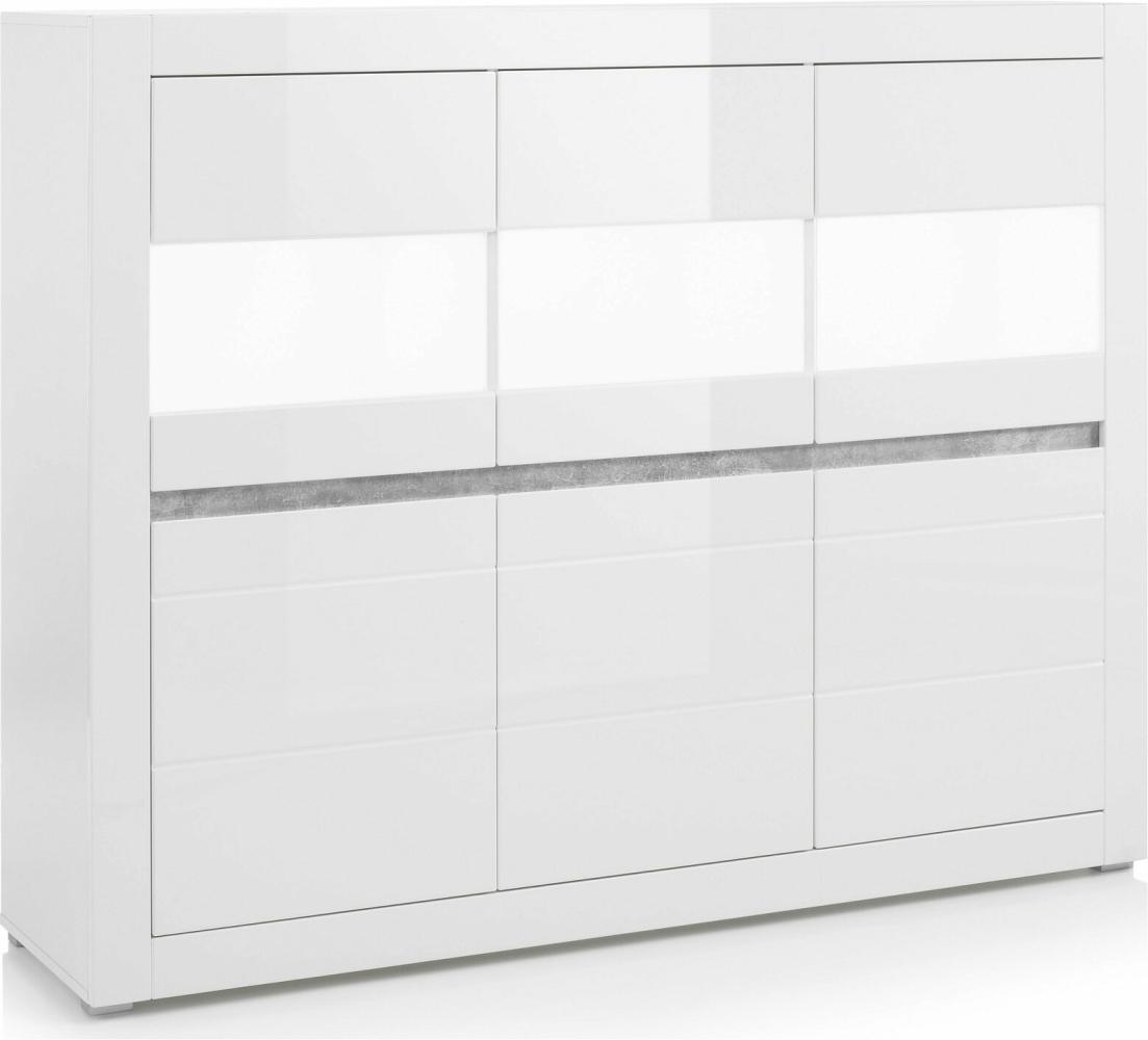 Stylefy Edelstein Highboard Weiß Matt | Weiß Hochglanz Bild 1