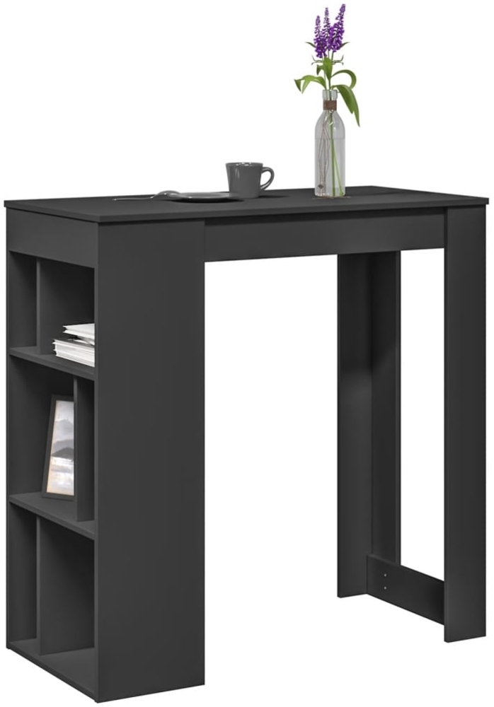 vidaXL Bartisch mit Regal Schwarz 102x50x103,5 cm Holzwerkstoff 854356 Bild 1