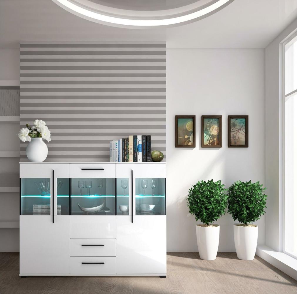 Stylefy Artana Highboard Weiß Matt | Weiß Hochglanz Bild 1