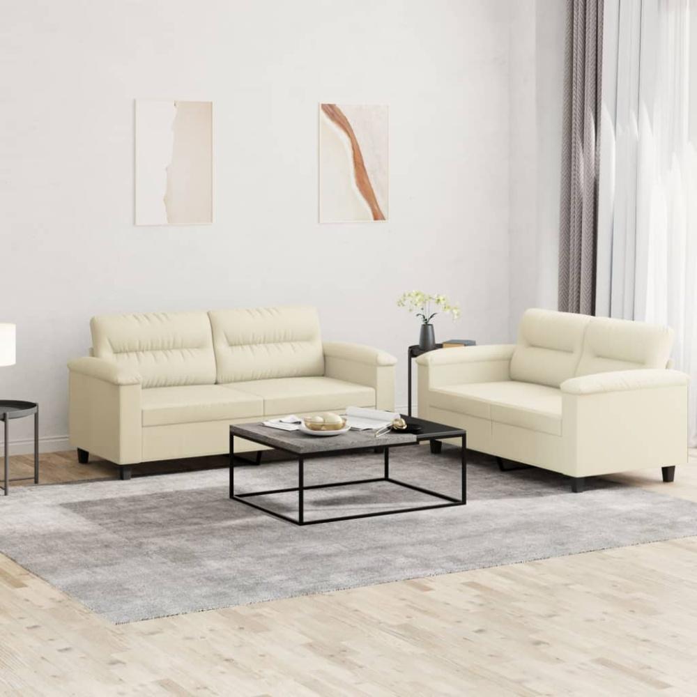 vidaXL 2-tlg. Sofagarnitur mit Kissen Creme Kunstleder 3202363 Bild 1