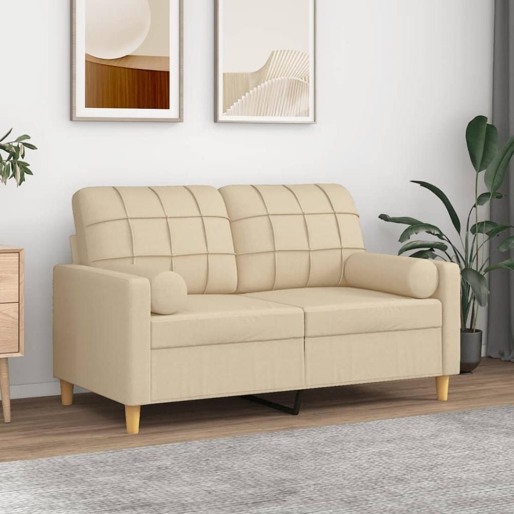 vidaXL 2-Sitzer-Sofa mit Zierkissen Creme 120 cm Stoff 3200776 Bild 1