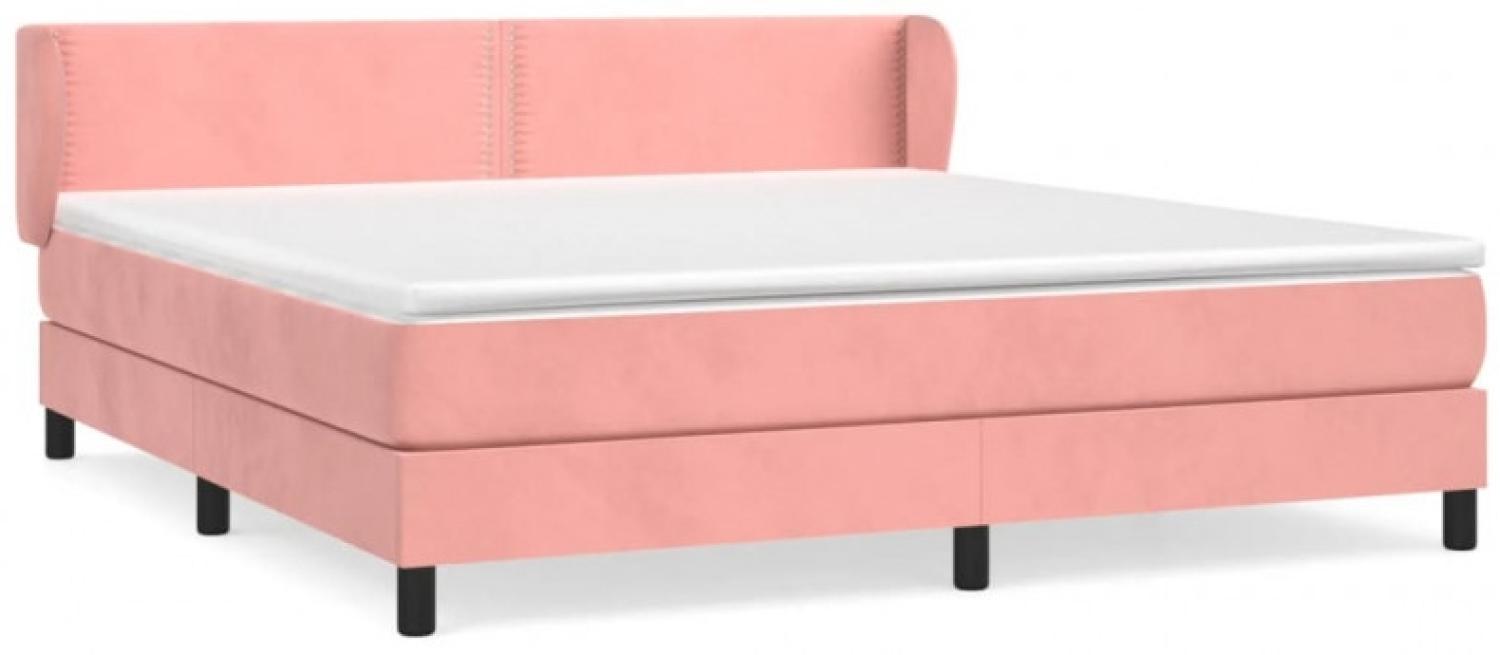 vidaXL Boxspringbett mit Matratze Rosa 160x200 cm Samt 3127444 Bild 1