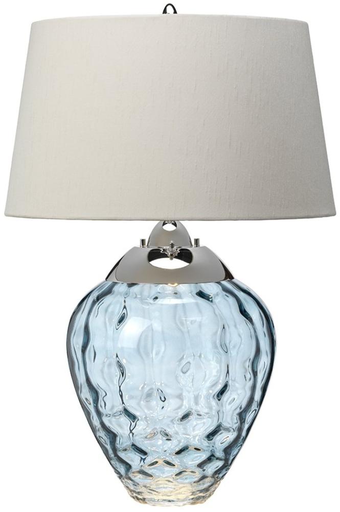 Elstead Samara Tischlampe klein hellblau Stoffschirm taupe 72cm Bild 1