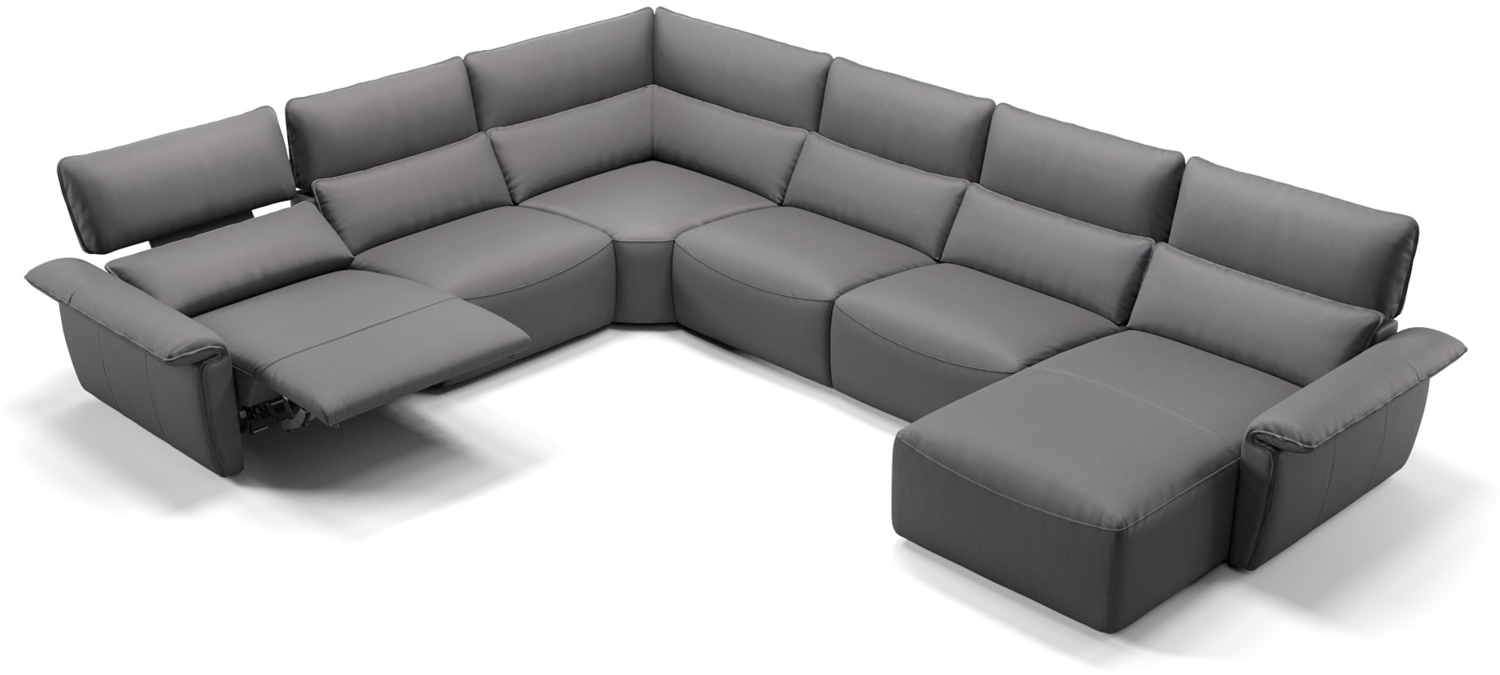 Sofanella Wohnlandschaft Merdia Ledersofa Eckcouch Sofa in Grau Bild 1
