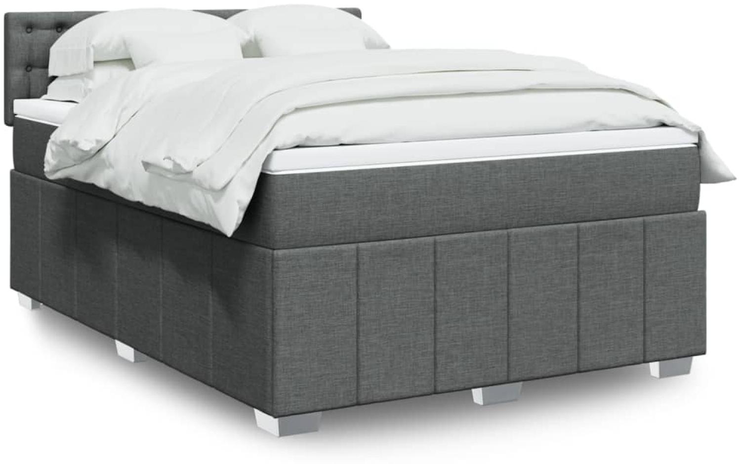 vidaXL Boxspringbett mit Matratze Dunkelgrau 160x200 cm Stoff 3289434 Bild 1