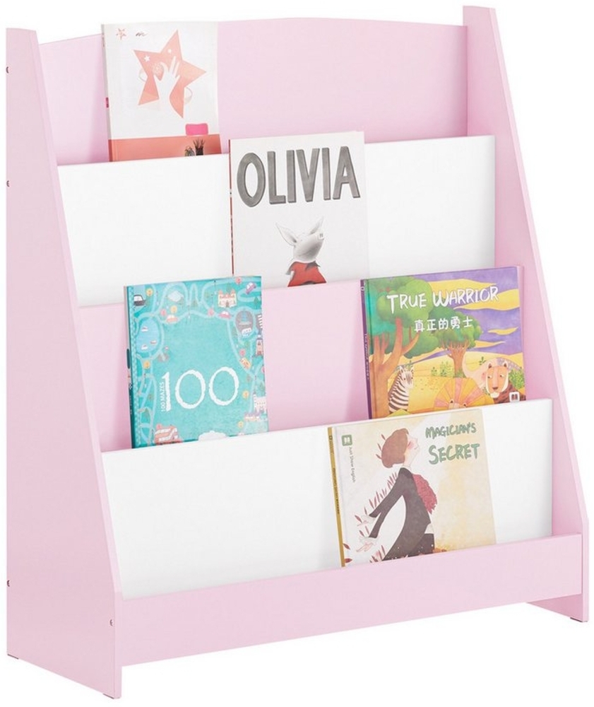 SoBuy Bücherregal KMB32, Spielzeug Aufbewahrung Büchergestell Hängefächerregal, Kinder Bücherregal Kinderregal Zeitungsständer mit 4 Ablagefächern Bild 1