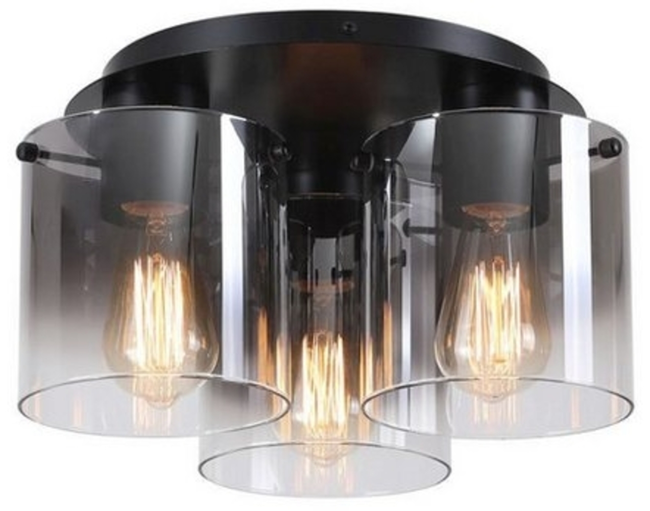 Licht-Erlebnisse Deckenleuchte ELODIE, ohne Leuchtmittel, Metall Rauchglas E27 39 cm breit Schwarz Rauchgrau 3-flammig Modern Bild 1