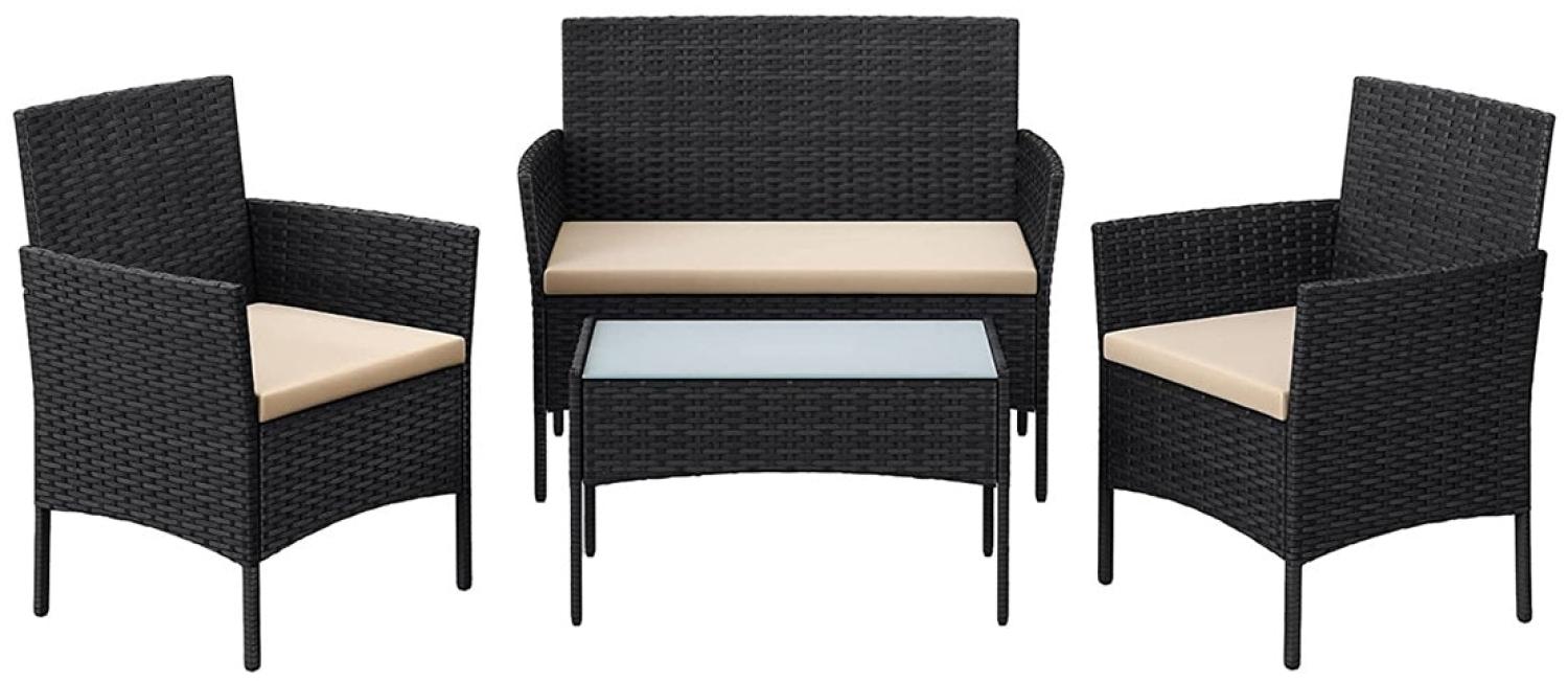 Balkonmöbel, Gartenmöbel-Set, aus PE-Polyrattan, Lounge-Set, Terrassenmöbel, Outdoor, für Terrasse, Balkon, Garten, schwarz-taupe GGF004B05 Bild 1