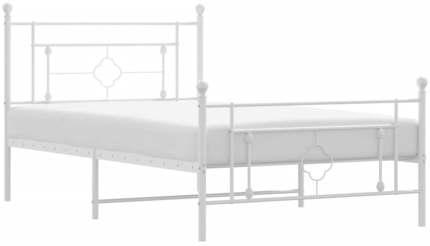 vidaXL Bettgestell mit Kopf- und Fußteil Metall Weiß 107x203 cm 374402 Bild 1