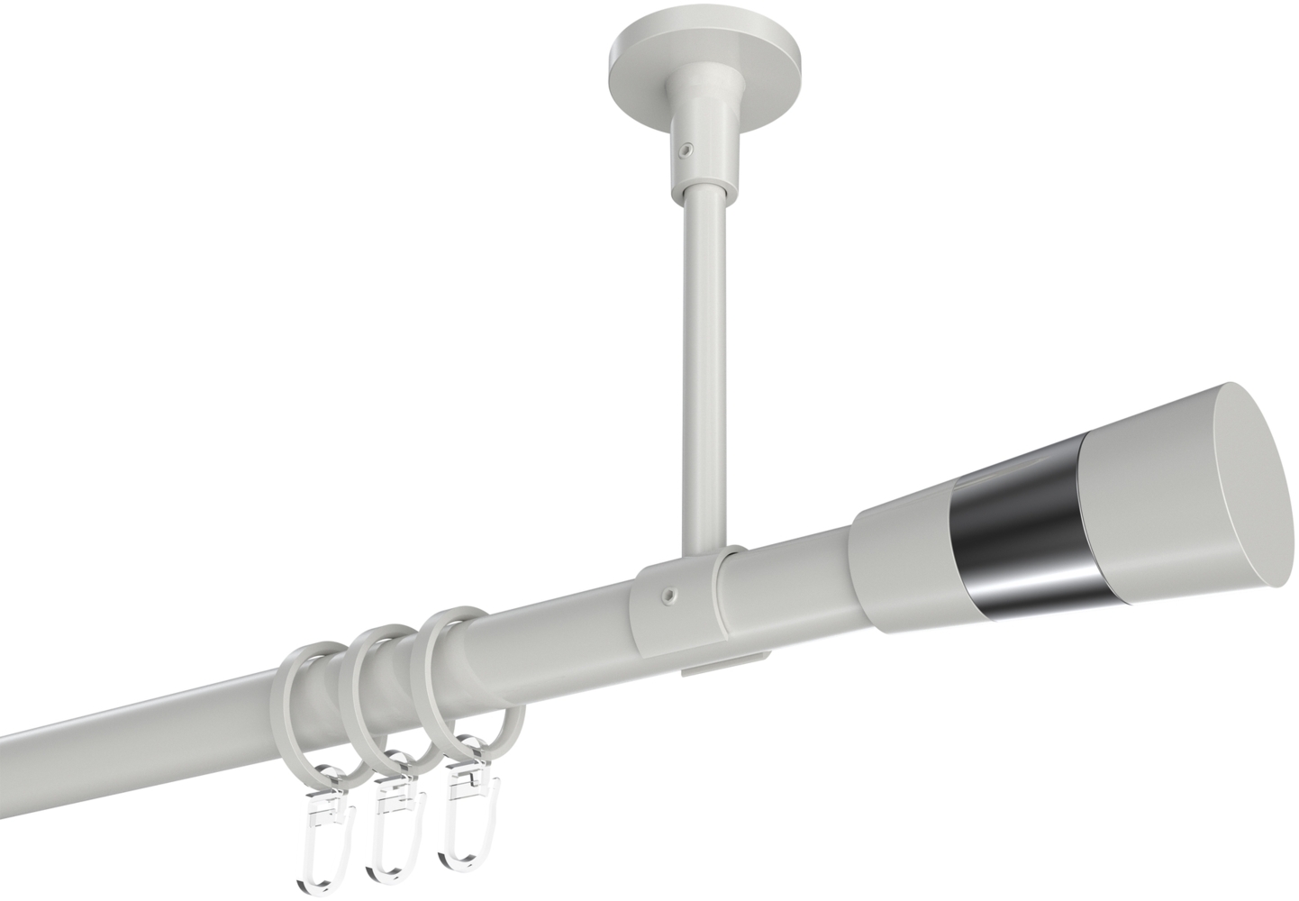 Gardinenstangen-Set Sonette Tanara 480 cm (geteilt in 3 x 160 cm), 1-läufig, 20 mm Ø Weiß Bild 1