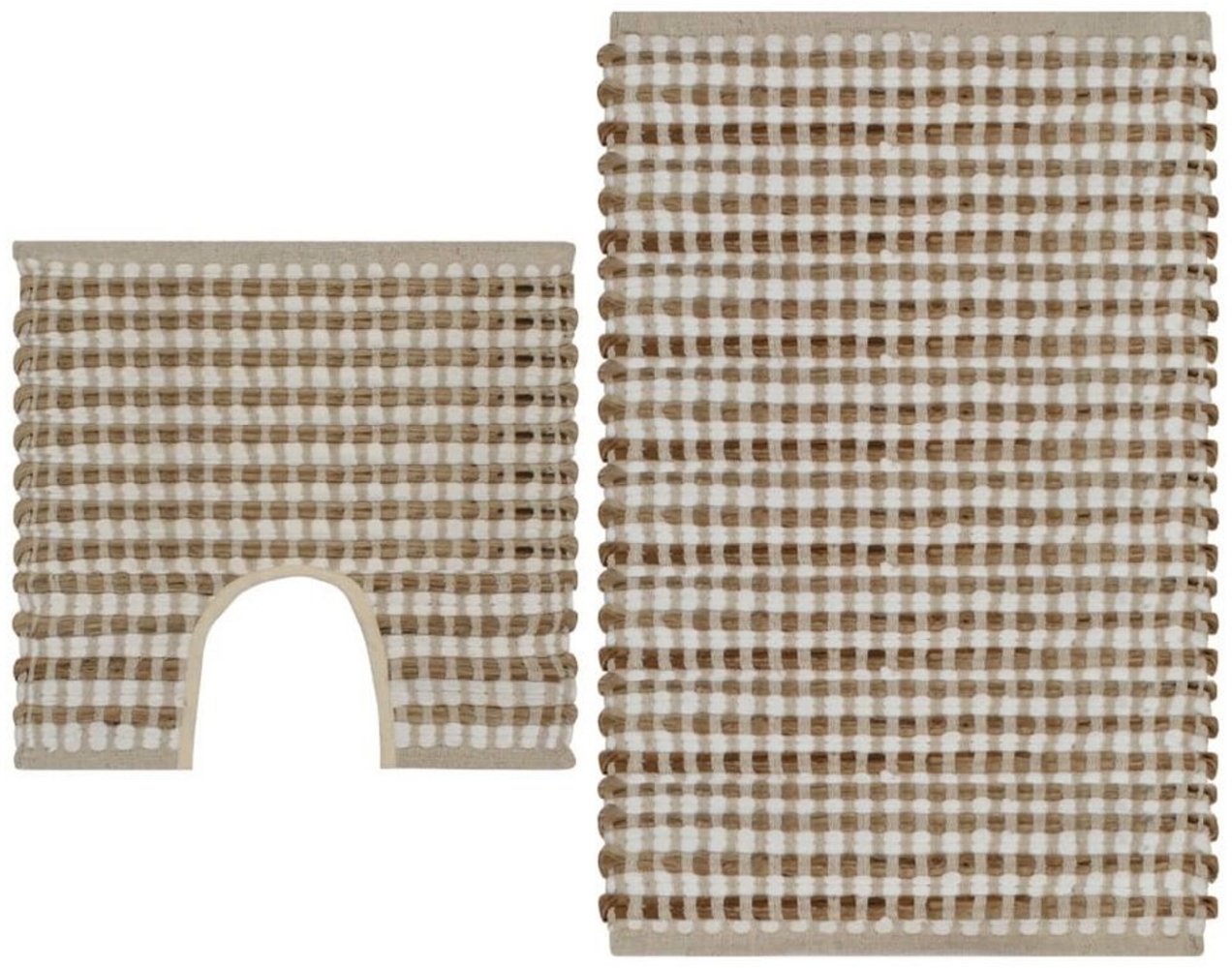 vidaXL Handgewebtes Badematten-Set Jute Stoff Natur und Weiß 133219 Bild 1