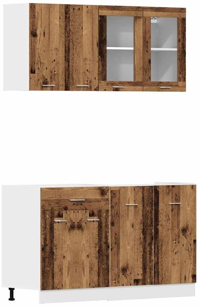 vidaXL 4-tlg. Küchenschrank-Set Lyon Altholz-Optik Holzwerkstoff 3328573 Bild 1