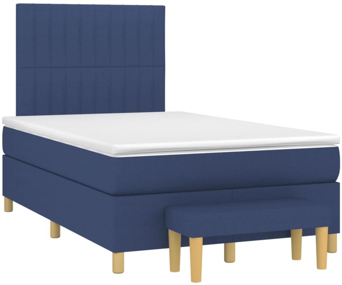 vidaXL Boxspringbett mit Matratze Blau 120x190 cm Stoff 3270424 Bild 1