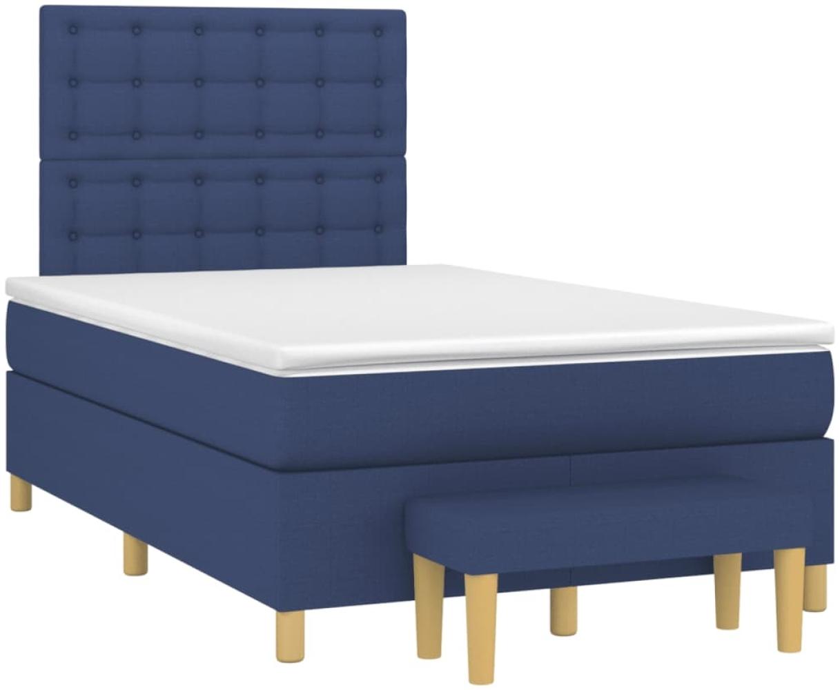 vidaXL Boxspringbett mit Matratze Blau 120x190 cm Stoff 3270438 Bild 1