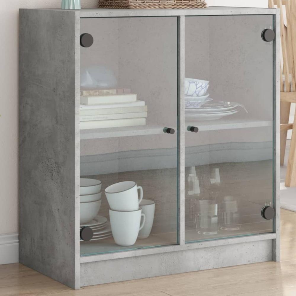 vidaXL Beistellschrank mit Glastüren Betongrau 68x37x75,5 cm 836423 Bild 1