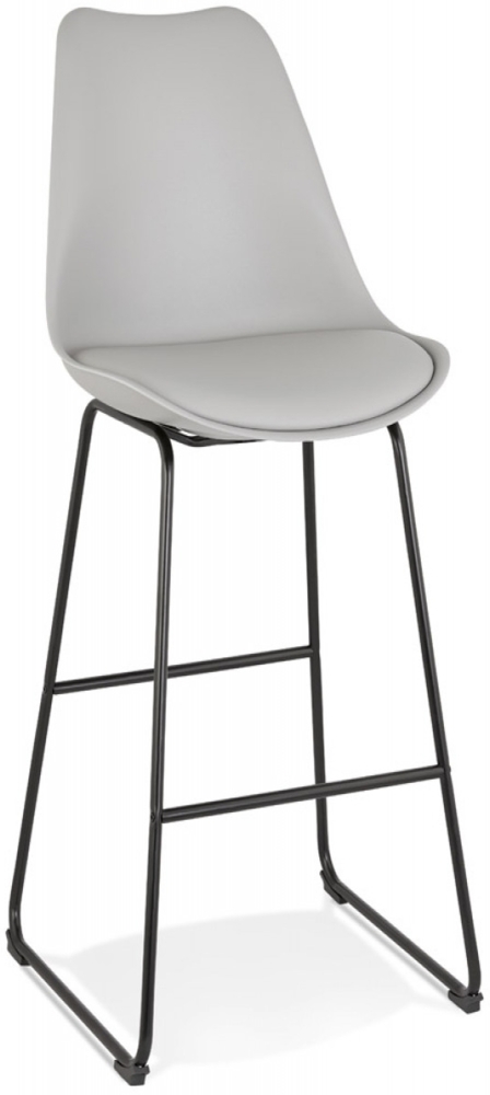 Barhocker CHOKO | Bequemer grauer Barhocker mit schwarzen Metallbeinen | 48 x 55 x 119 cm | Barhocker Metall, Kunststoff | Barhocker Kadima Design Bild 1