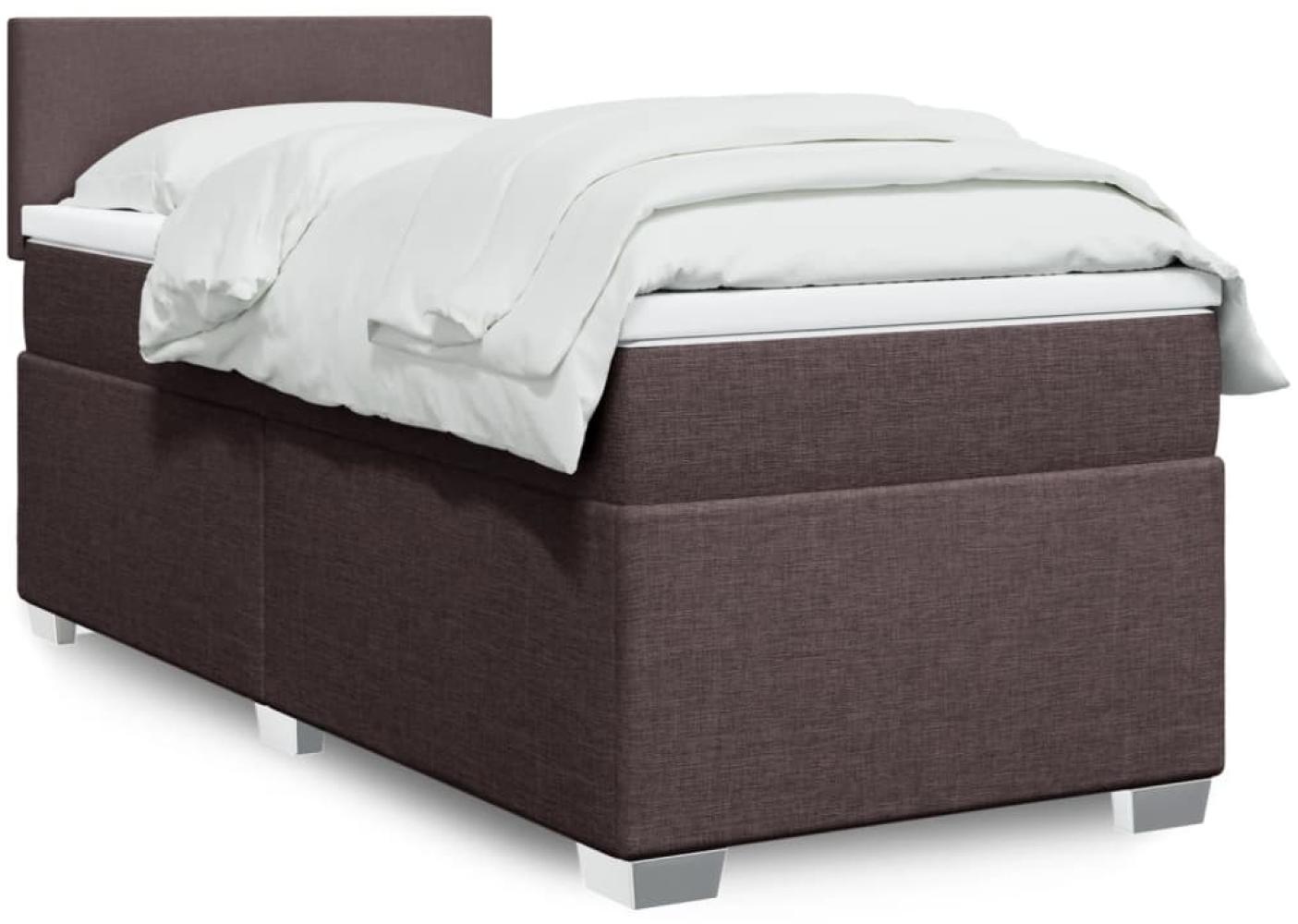 vidaXL Boxspringbett mit Matratze Dunkelbraun 100x200 cm Stoff 3285795 Bild 1