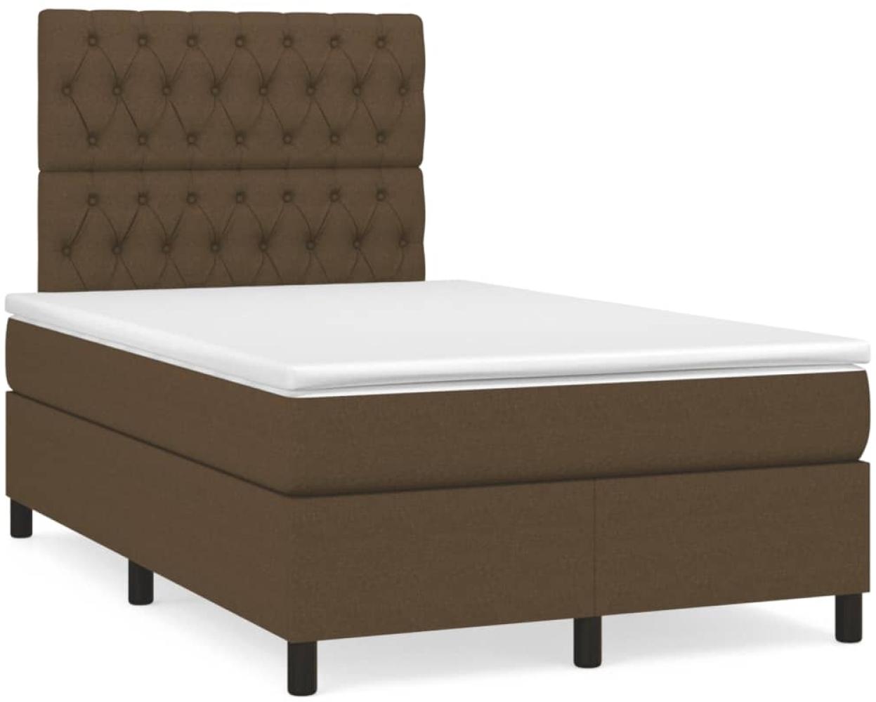 vidaXL Boxspringbett mit Matratze Dunkelbraun 120x190 cm Stoff 3269905 Bild 1