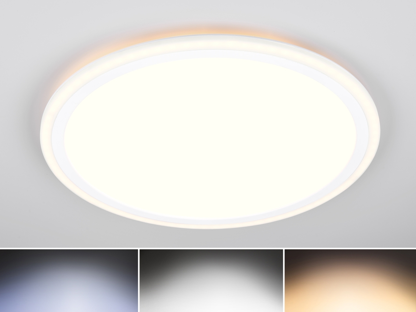 LED Deckenleuchte CORA ultraflach mit zwei Lichtquellen, Weiß, Ø 45cm Bild 1