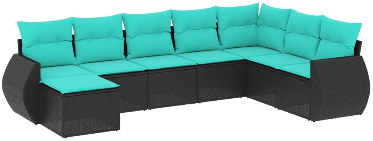 vidaXL 8-teiliges Gartensofa-Set mit Kissen, schwarzes Polyrattan 3221756 Bild 1