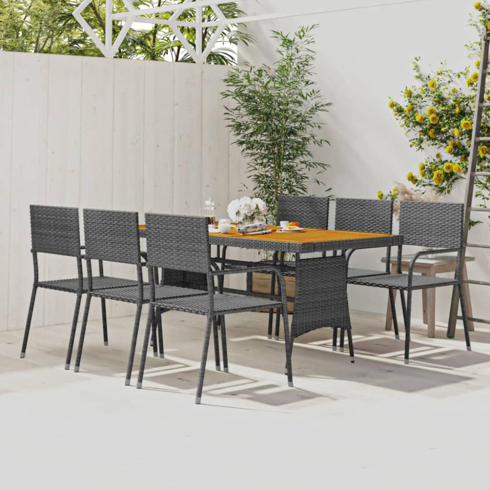 vidaXL 7-tlg. Garten-Essgruppe Poly Rattan Grau 3120112 Bild 1