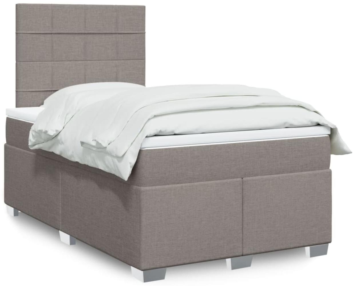 vidaXL Boxspringbett mit Matratze Taupe 120x200 cm Stoff 3292759 Bild 1