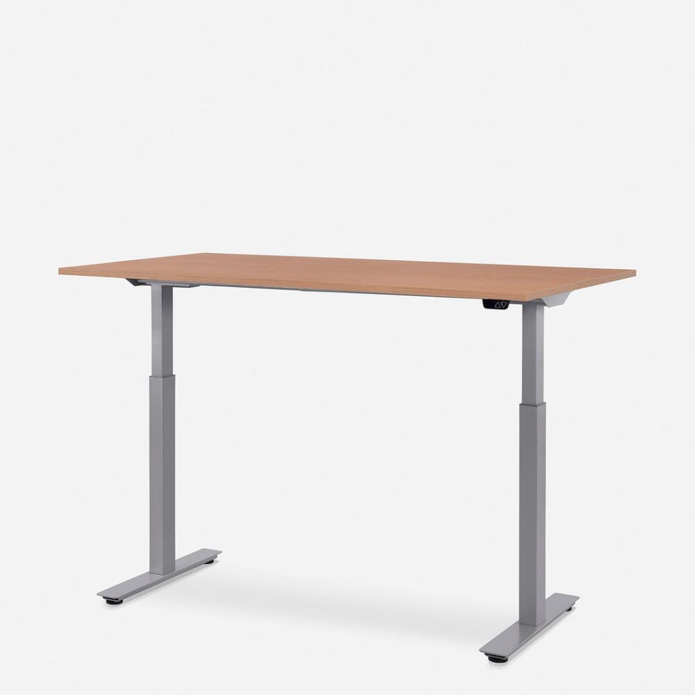 140 x 80 cm WRK21® SMART - Elmau Buche / Grau elektrisch höhenverstellbarer Schreibtisch Bild 1