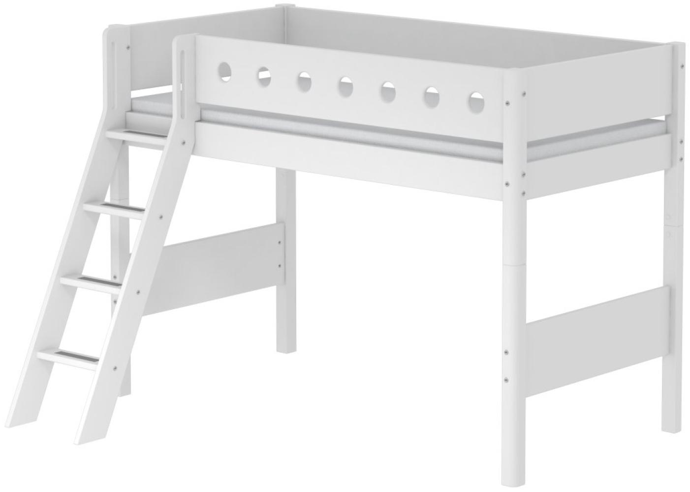 Flexa 'White' Halbhochbett weiß, schräge Leiter, 90x190 cm Bild 1