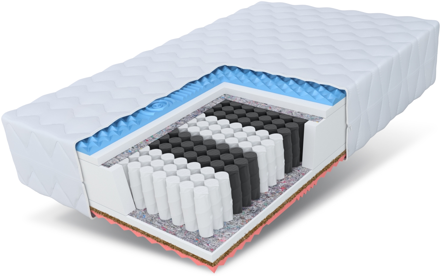 Matratze 120x200 cm Taschenfederkern Kokos H3 H4 ATTIS MAX HR-Schaum Höhe 27 cm Bild 1