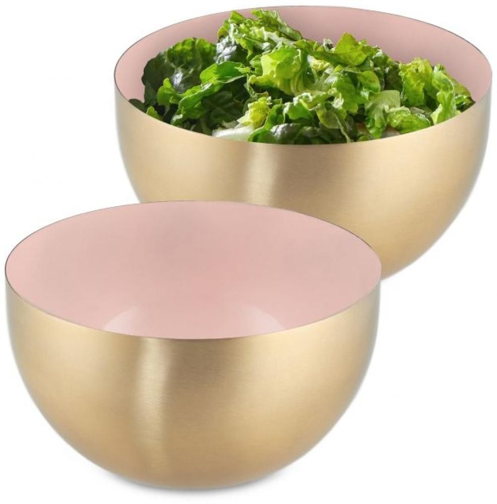 2 x Salatschüssel Edelstahl rosa-gold Bild 1