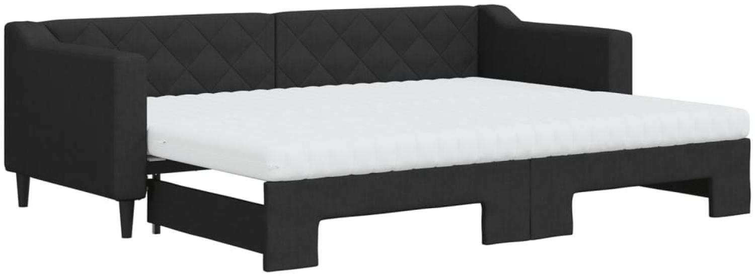 vidaXL Tagesbett Ausziehbar mit Matratzen Schwarz 80x200 cm Stoff 3197441 Bild 1