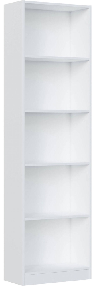 Dmora Artico Bücherregal, Hohes Bücherregal mit 5 Regalen, Büro- oder Schlafzimmerregal, Modernes Regal mit Fächern, 52x25h80 cm, Weiß Bild 1