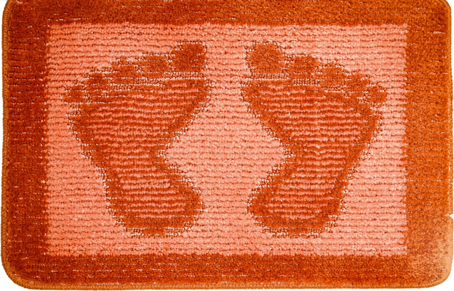 Badvorleger 60x40 cm Badematte rutschfeste Fußmatte mit Fußmotiv Duschvorleger Orange Bild 1