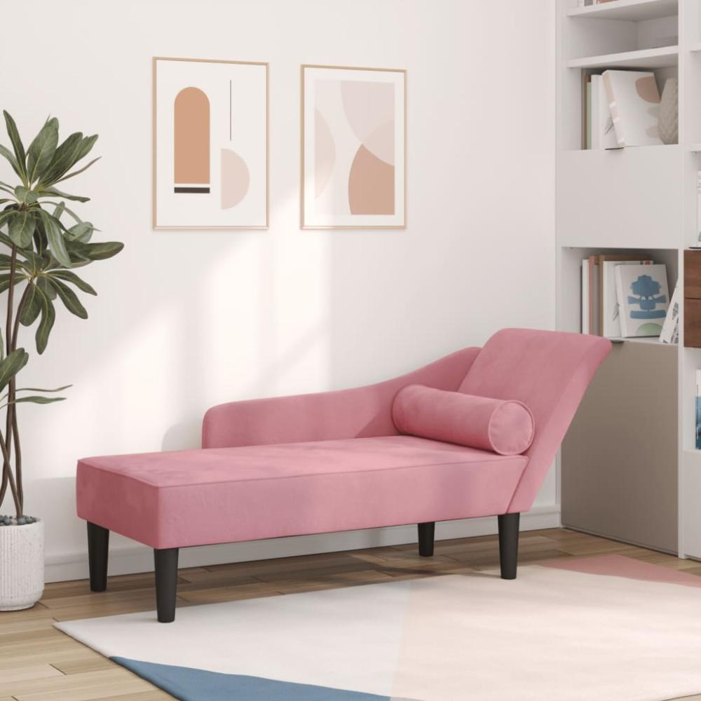 vidaXL Chaiselongue mit Kissen Rosa Samt Bild 1