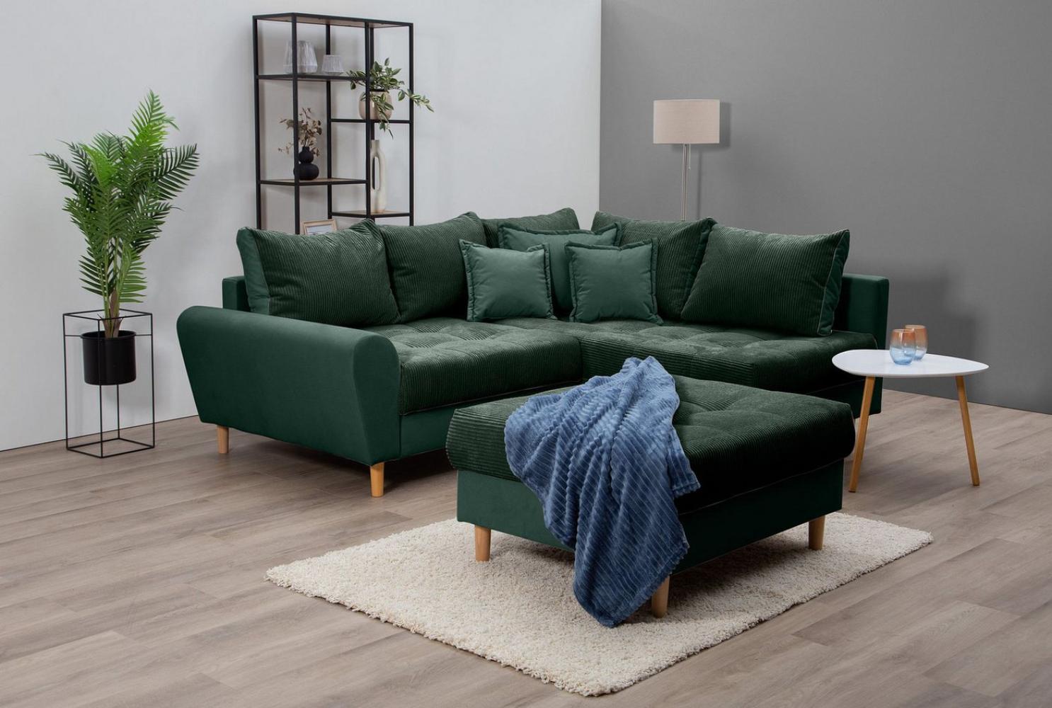 Home affaire Ecksofa Rice L-Form, Set, mit Bonnellfederkern, Hocker & Kissen, Ottomane beidseitig montierbar Bild 1