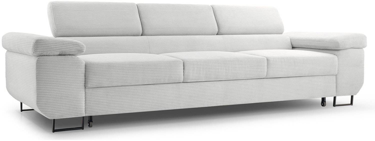 Selsey 'Capurso' Schlafsofa mit verstellbaren Kopfstützen und Stauraum, Cord, Hellbeige Bild 1