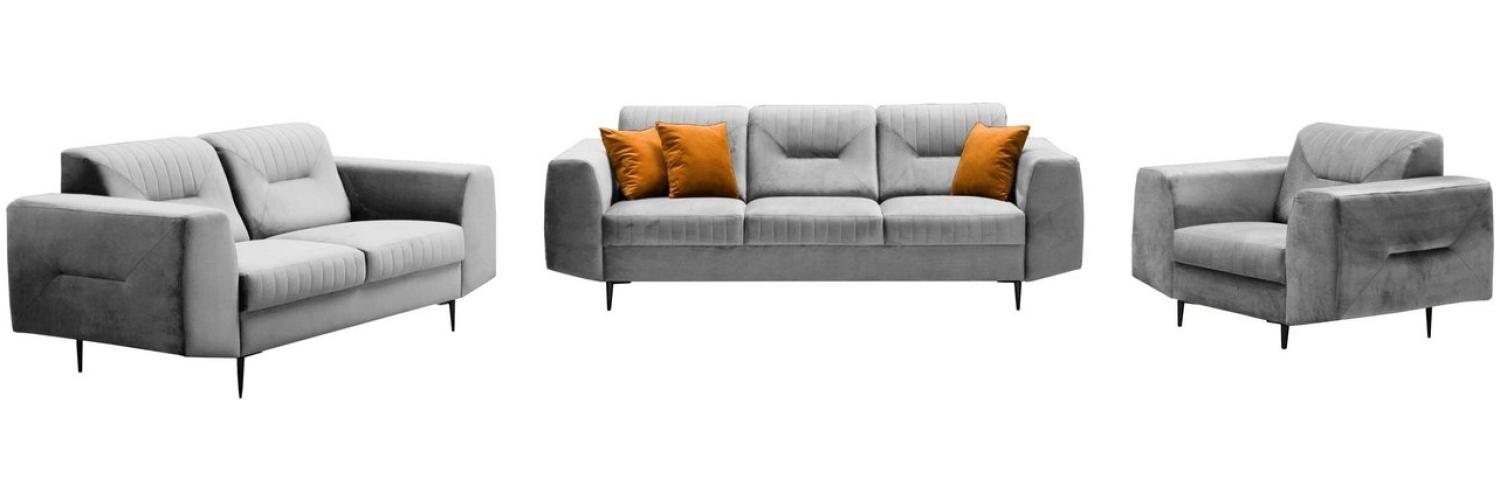 Beautysofa Polstergarnitur VENEZIA Die Lieferung beinhaltet Beiträge zur Wohnung, (Sessel + 2-Sitzer Sofa + 3-Sitzer Sofa im modernes Design), mit Metallbeine, Couchgarnituren aus Velours Bild 1