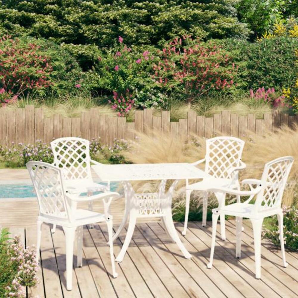 vidaXL 5-tlg. Bistro-Set Aluminiumguss Weiß 3070615 Bild 1