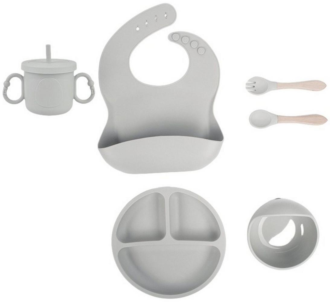 NATICY Kindergeschirr-Set Baby Geschirrset mit Saugnapf, Silikon Baby Essen Set mit Kinderteller Bild 1