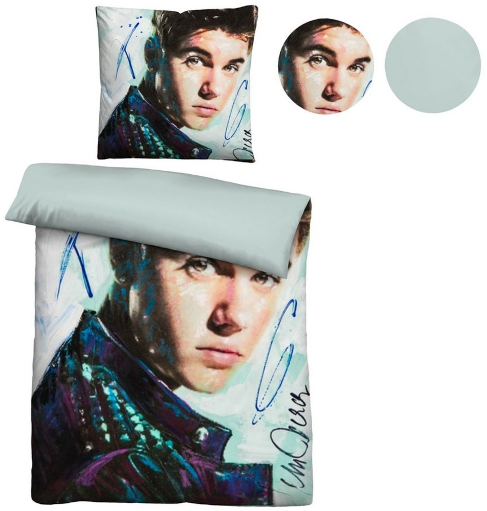 SID MAURER Mikrofaser Bettwäsche 0561807 JUSTIN BIBER, ciel, 1x 135x200 cm + 1x 80x80 cm Bild 1
